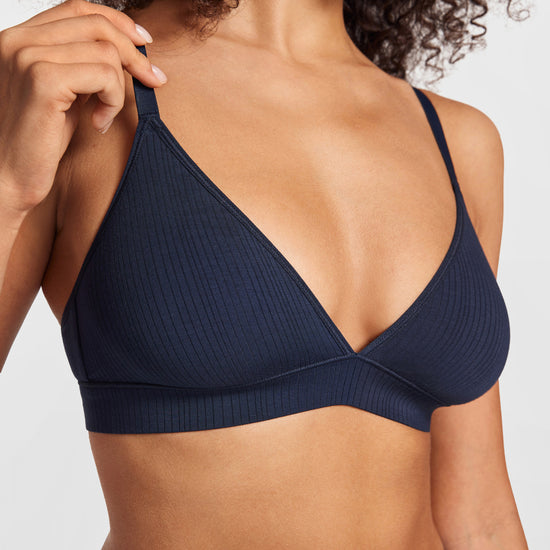 SOULVOR wireless V-neck triangle Bralette Deep Ocean Blue