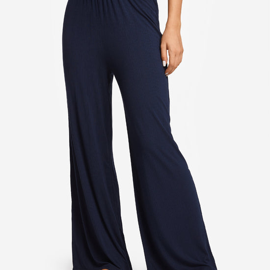 SOULVOR Wide Leg Casual Pants Deep Ocean Blue @model_info:A1