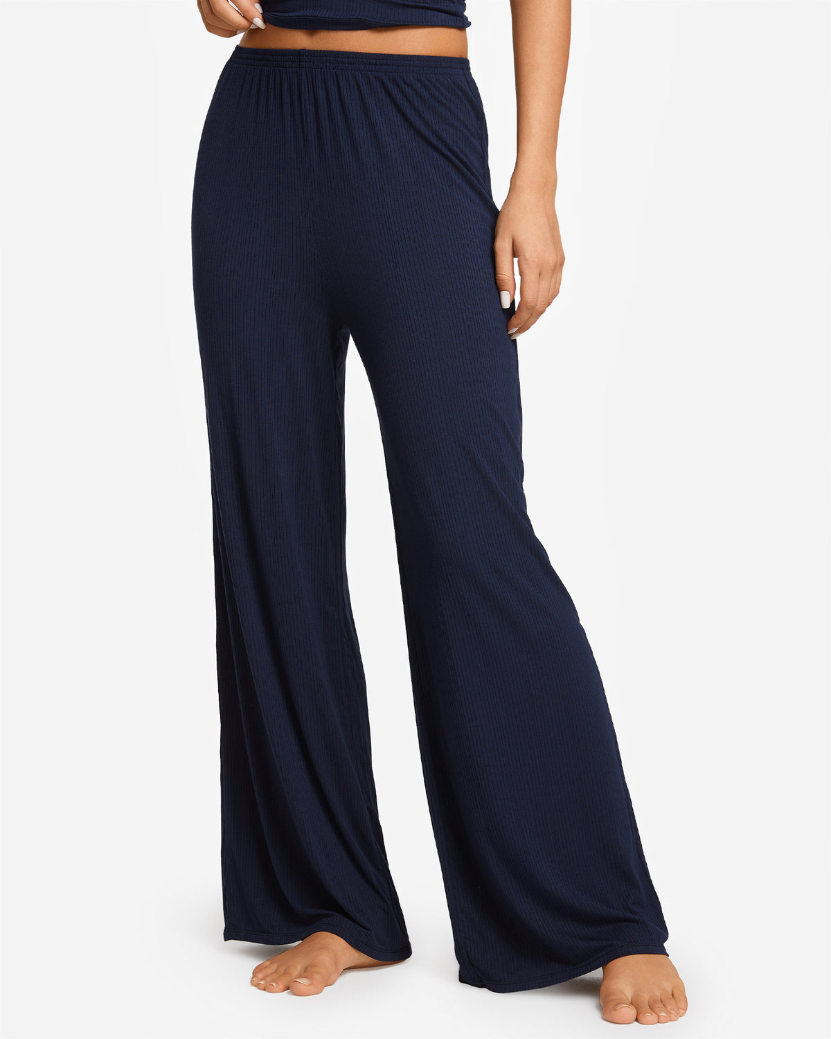 SOULVOR Wide Leg Casual Pants Deep Ocean Blue @model_info:A1