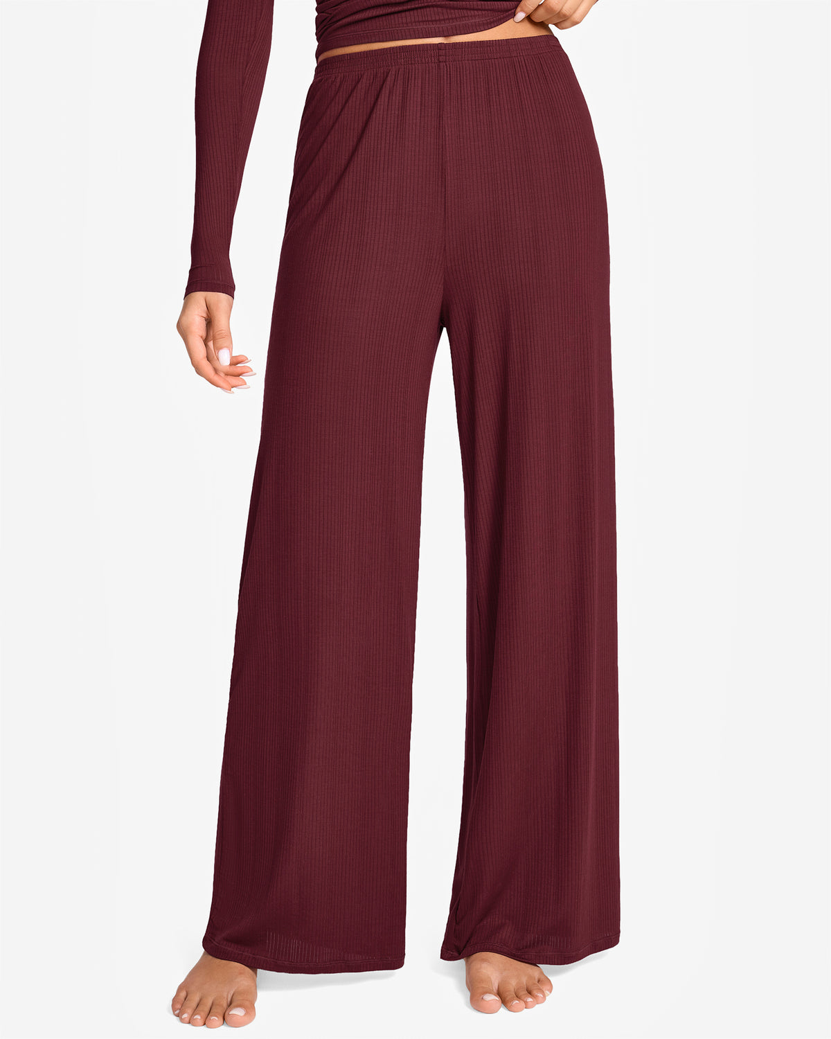 SOULVOR Wide Leg Casual Pants Rum Raisin @model_info:A1