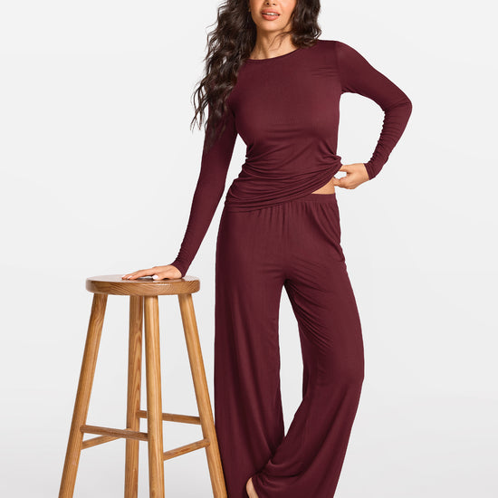 SOULVOR Wide Leg Casual Pants Rum Raisin @model_info:A4