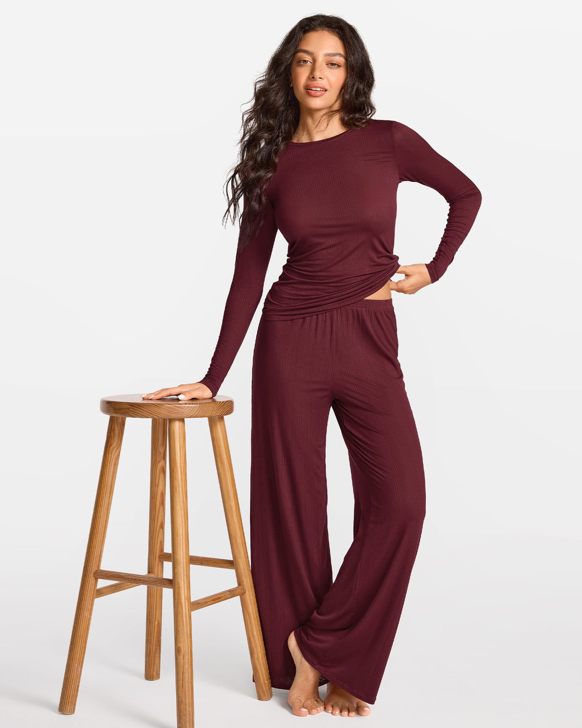 SOULVOR Wide Leg Casual Pants Rum Raisin @model_info:A4