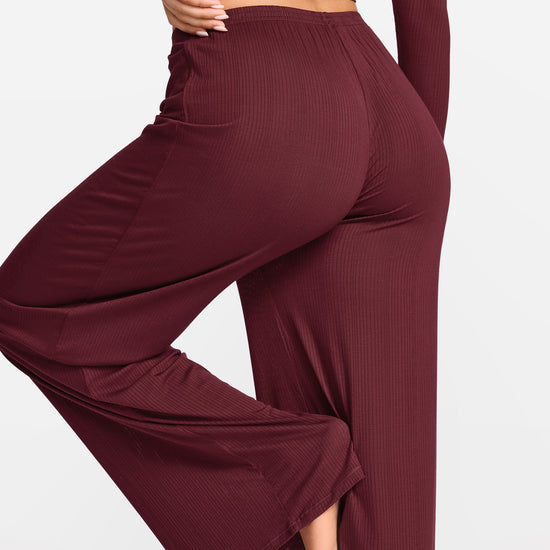 SOULVOR Wide Leg Casual Pants Rum Raisin @model_info:A5