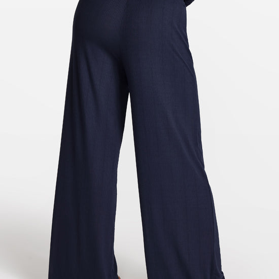 SOULVOR Wide Leg Casual Pants Deep Ocean Blue @model_info:A2