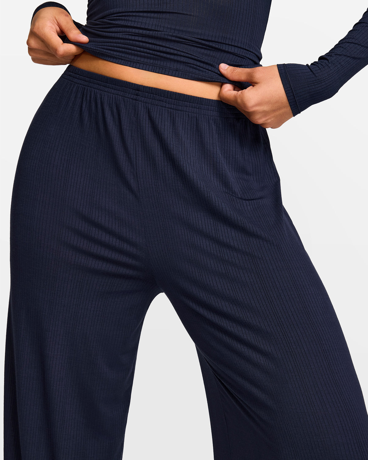 SOULVOR Wide Leg Casual Pants Deep Ocean Blue @model_info:A3