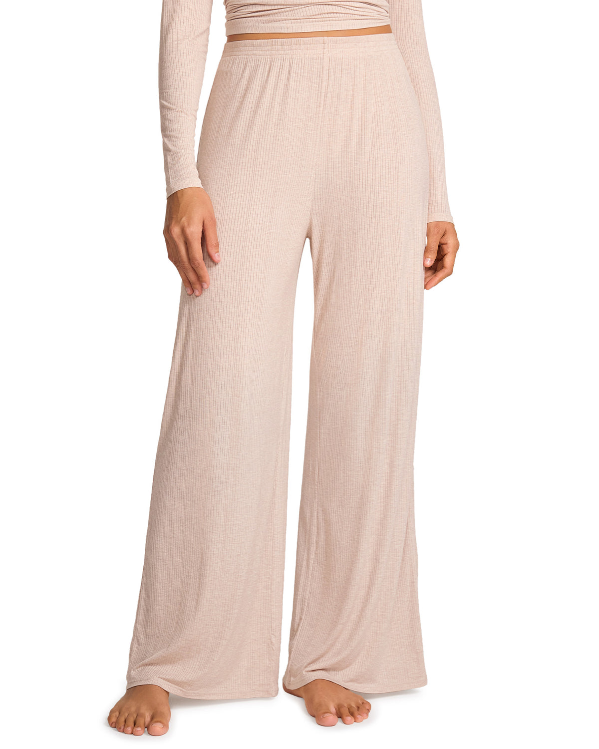 SOULVOR Wide Leg Casual Pants Light Khaki Heather @model_info:A1