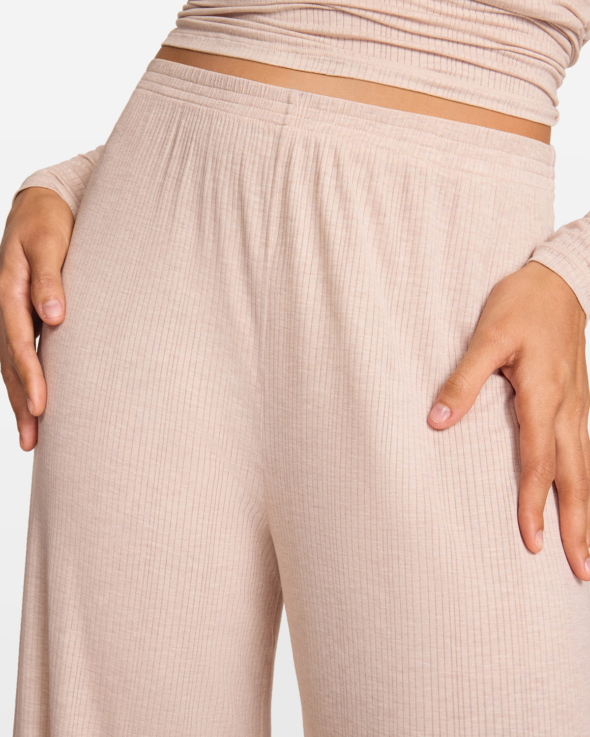 SOULVOR Wide Leg Casual Pants Light Khaki Heather @model_info:A3