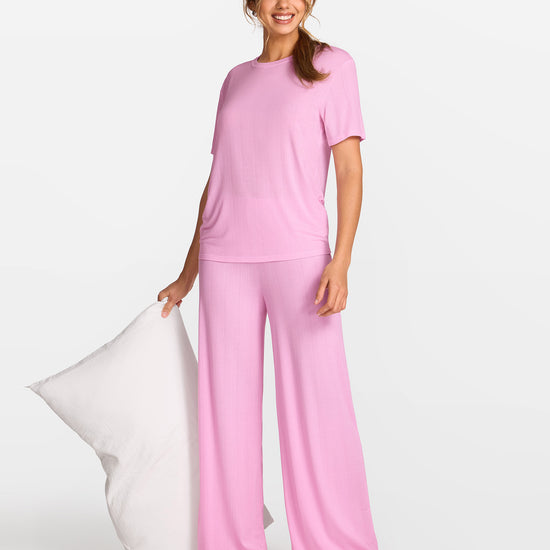SOULVOR Wide Leg Casual Pants Macaron Pink @model_info:A4